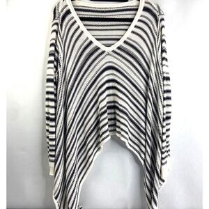 Billabong Sweater Women Medium No Tag Boho Knit Professional Black White Stripes
